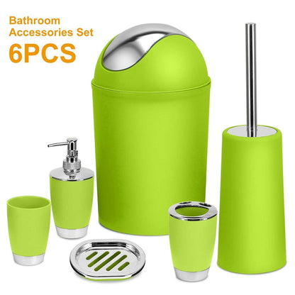 Bathroom Accessories Set 6 Pcs Bathroom Set Ensemble Complete Soap Dispenser Toothbrush Holder - luxuryhomedecoridea.com