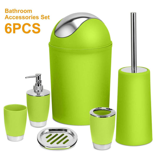 Bathroom Accessories Set 6 Pcs Bathroom Set Ensemble Complete Soap Dispenser Toothbrush Holder - luxuryhomedecoridea.com