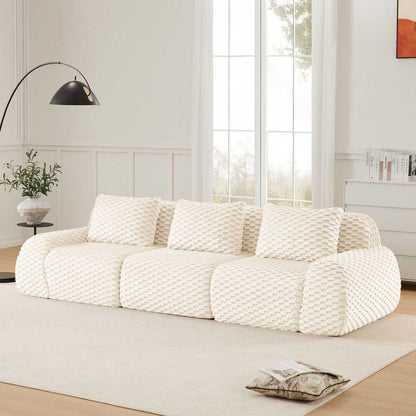 Modern Modular Sectional Sofa for Living Room,Flannelette Fabric,Oversized 3-Seater Couch,boneless sofa,Deep Seat,Buckle connection,Anti-slip Design,No Assembly,Cream - luxuryhomedecoridea.com