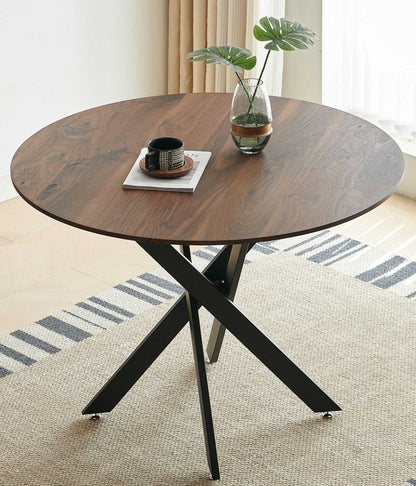 42.1" Table Mid-century Dining Table for 4-6 people With Round Mdf Table Top, Pedestal Dining Table, End Table Leisure Coffee Table,cross leg - luxuryhomedecoridea.com