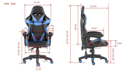 Luxury Home Furniture Ergonomic Recliner PU Leather Racing Gaming Chair In Nylon Racing Base - luxuryhomedecoridea.com