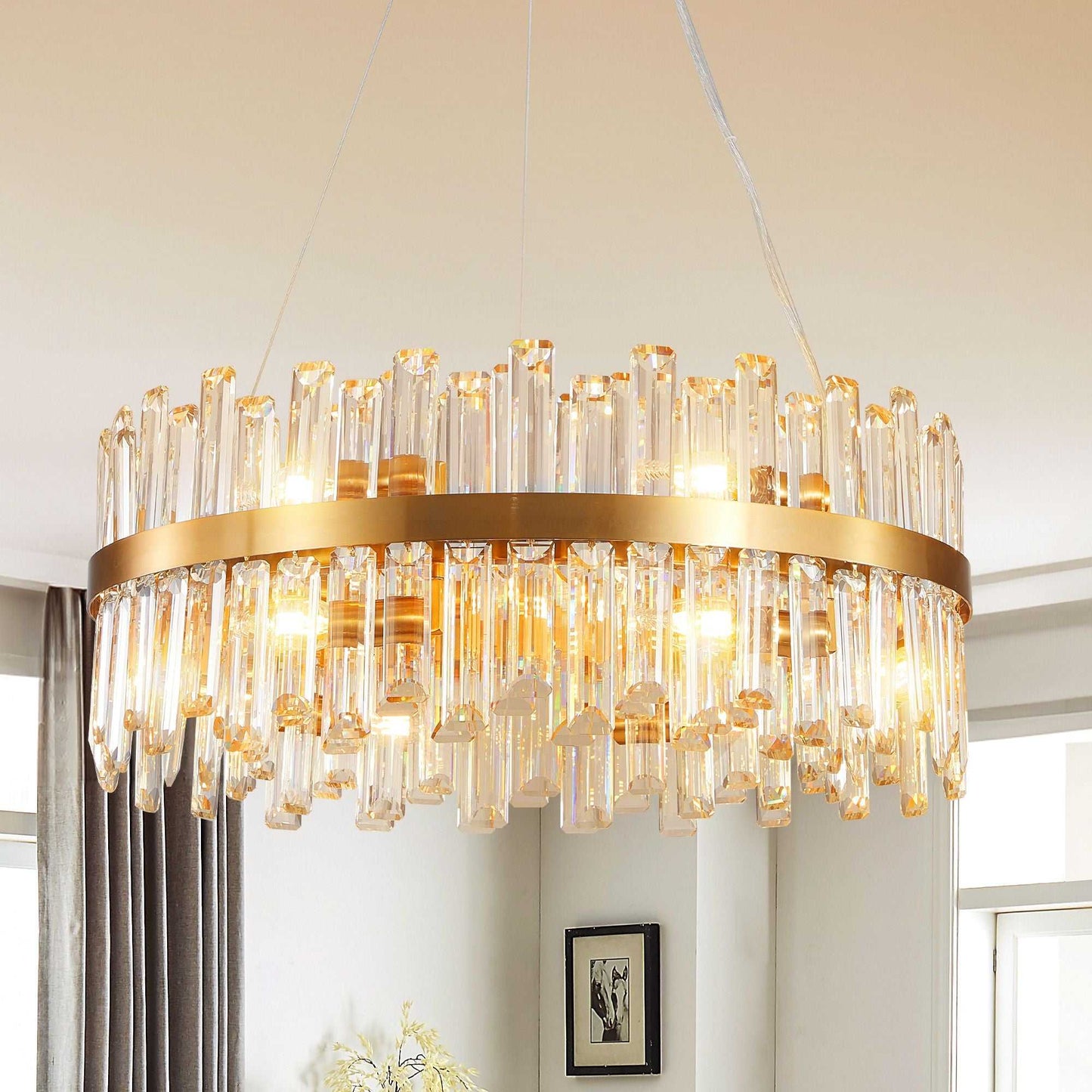 23.6 Inches Luxury Chandeliers Crystal Living Room Bedroom Decorative Lights Simple Modern Dining Room LED Lighting,for Home Decor (Bulbs Not Included) - luxuryhomedecoridea.com