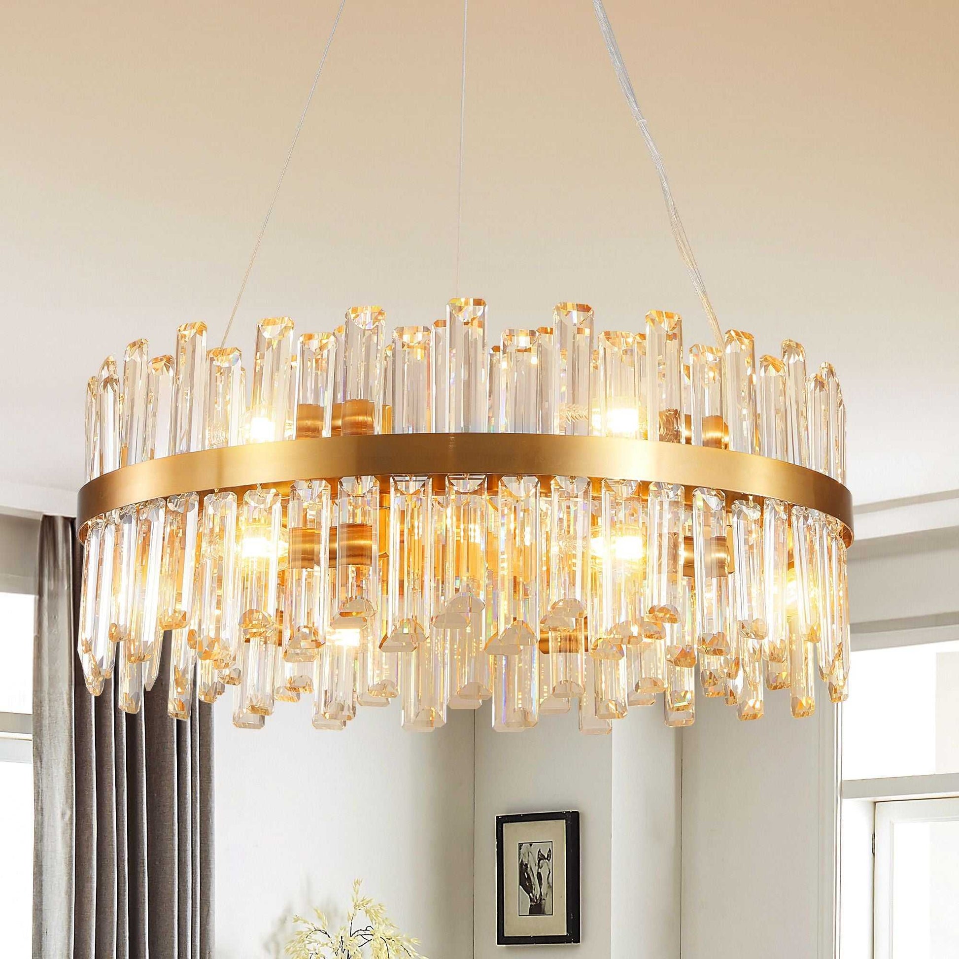 23.6 Inches Luxury Chandeliers Crystal Living Room Bedroom Decorative Lights Simple Modern Dining Room LED Lighting,for Home Decor (Bulbs Not Included) - luxuryhomedecoridea.com