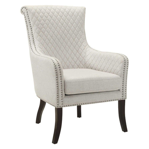 Classic Luxury Quilted Accent Chair 1pc Beige Upholstery Nailhead Trim Foam Seat Cushion Solid Wood Living Room Furniture - luxuryhomedecoridea.com