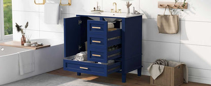 30" Bathroom Vanity , Modern Bathroom Cabinet with Sink Combo Set, Bathroom Storage Cabinet with a Soft Closing Door and 3 Drawers, Solid Wood Frame - luxuryhomedecoridea.com