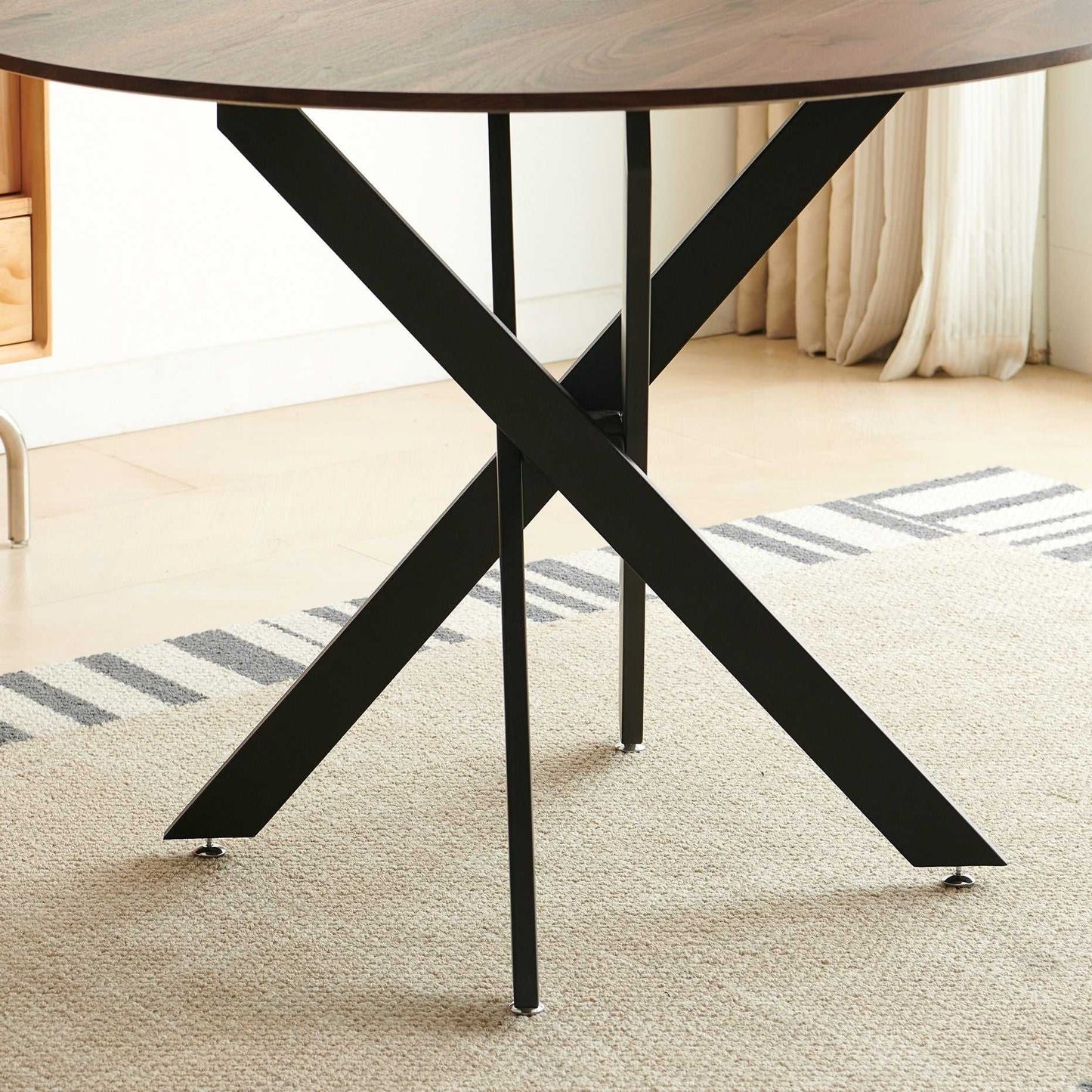 42.1" Table Mid-century Dining Table for 4-6 people With Round Mdf Table Top, Pedestal Dining Table, End Table Leisure Coffee Table,cross leg - luxuryhomedecoridea.com