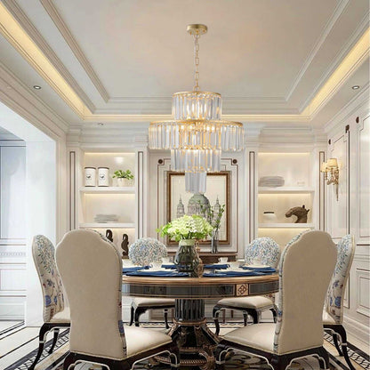 20" Modern Crystal Chandelier with Gold Finish, 4-Tier Design for Dining Room or Living Room, Elegant Crystal Pendant Light Fixture (Bulb Not Included) - luxuryhomedecoridea.com