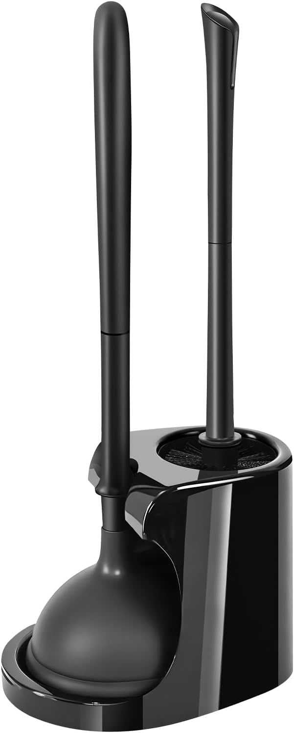 2 in 1 toilet plunger and brush set, extended handle plunger, toilet brush plunger set, bathroom cleaning tools, toilet brush plunger combination, cleaning brush, bathroom cleaning supplies (black) - luxuryhomedecoridea.com