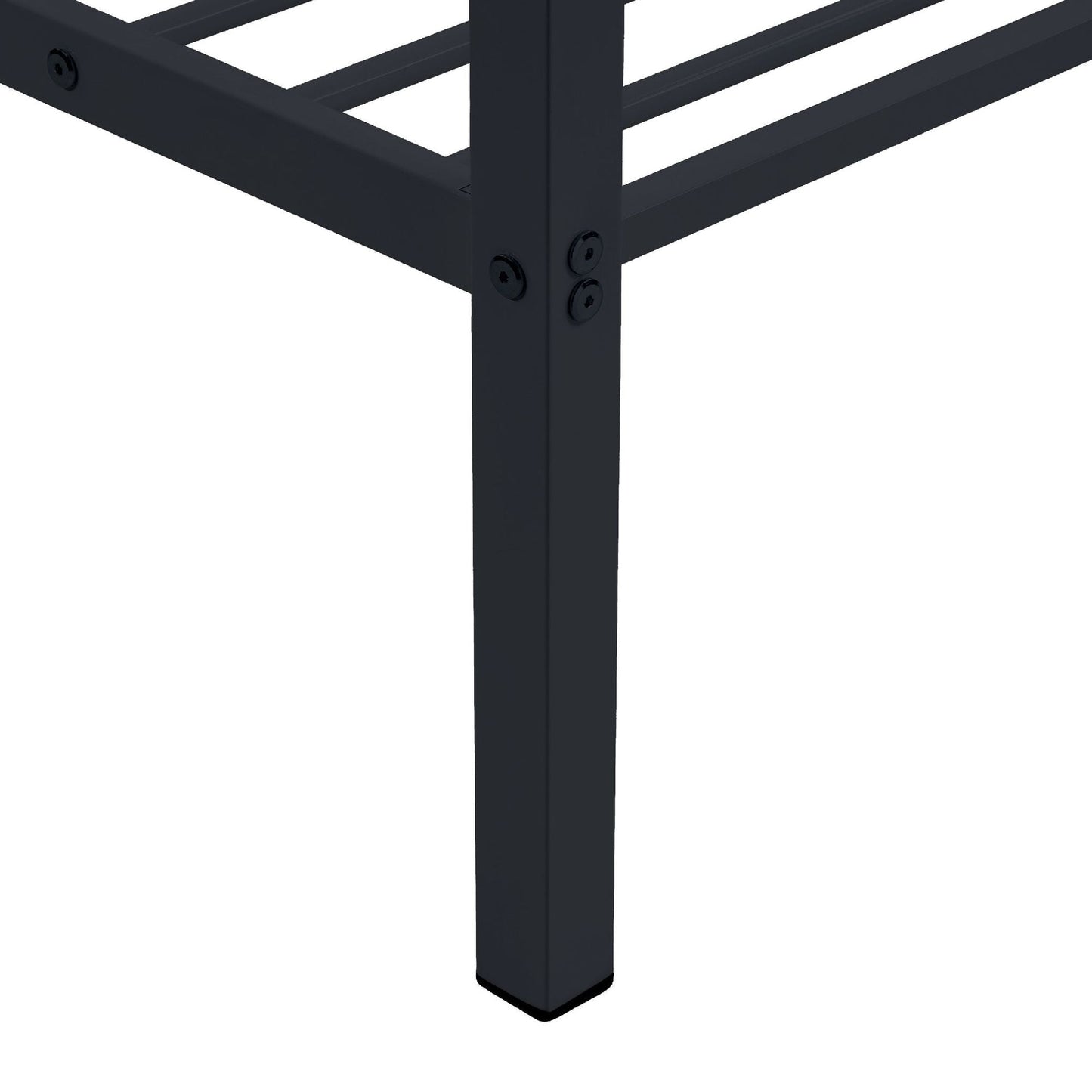 Full Over Full Bunk Bed, Heavy Duty Metal Bunk Bed Frame with Built-in Ladder and Safety Guard Rail, Low Metal Bunk Bed Frame for Kids, No Boxspring Required, For Small Spaces, Black - luxuryhomedecoridea.com