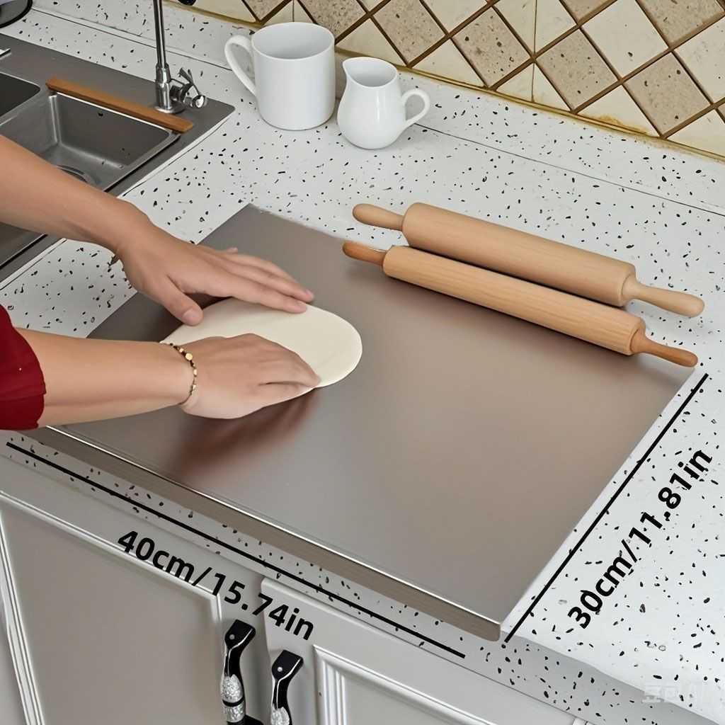Stainless Steel Cutting Board with Lip for Kitchen Chopping Boards for Countertop Large Metal Cutting Board over Sink Suitable for Meat Fruits Vegetables Bread Noodle and Pizza Bamboo Knives - luxuryhomedecoridea.com