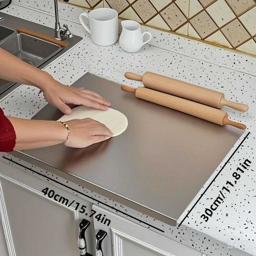 Stainless Steel Cutting Board with Lip for Kitchen Chopping Boards for Countertop Large Metal Cutting Board over Sink Suitable for Meat Fruits Vegetables Bread Noodle and Pizza Bamboo Knives - luxuryhomedecoridea.com