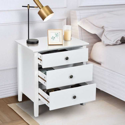 Nightstand Beside End Side Table Organizer with 3 Drawers - luxuryhomedecoridea.com