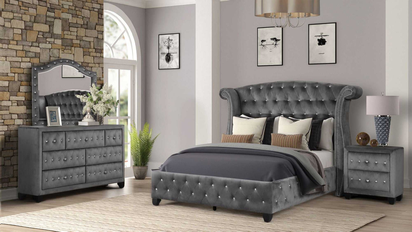 Sophia Queen Bed 4 Piece Gray - luxuryhomedecoridea.com