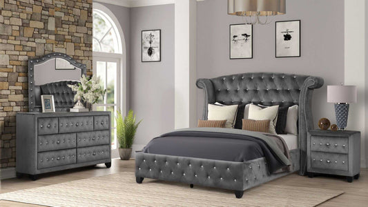 Sophia Queen Bed 4 Piece Gray - luxuryhomedecoridea.com