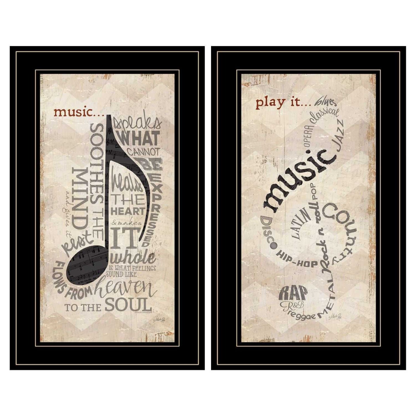 Trendy Decor 4U "Music" Framed Wall Art, Modern Home Decor Framed Print for Living Room, Bedroom & Farmhouse Wall Decoration by Marla Rae - luxuryhomedecoridea.com