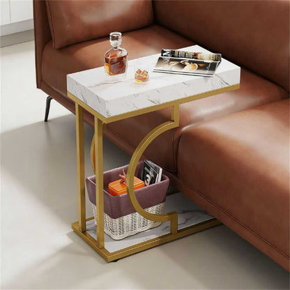 Narrow C-table, modern coffee table, bedside table with metal frame - luxuryhomedecoridea.com
