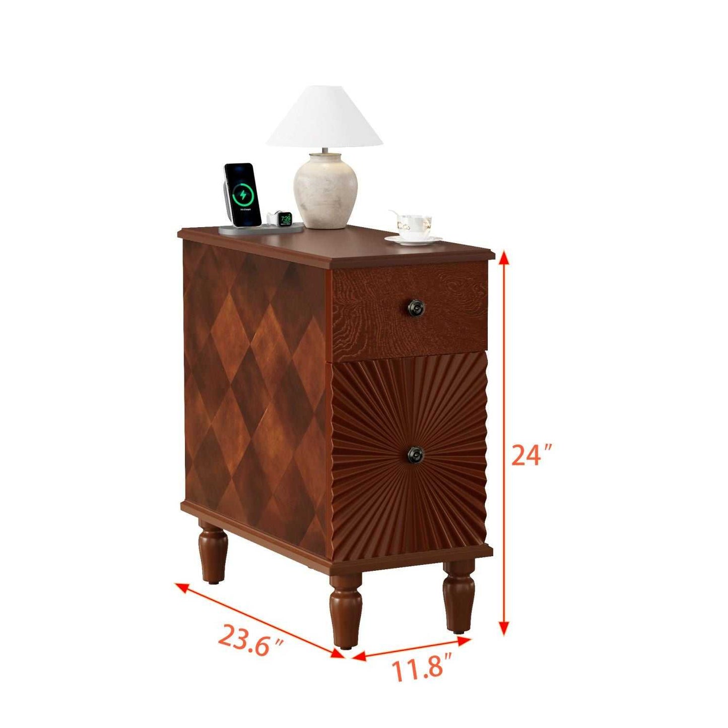 2 Drawer Modern Sofa Side Table, Narrow Side Table, Slim Nightstand for Living Room, Bedroom(Expect Arrival Date 2025/4/16) - luxuryhomedecoridea.com