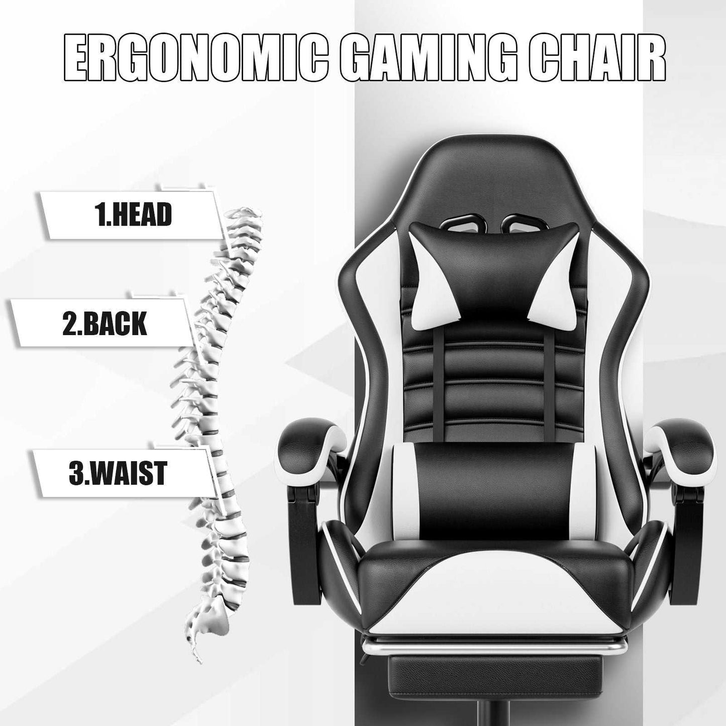 Ergonomic Gaming Chair for Adults, Comfortable Computer Chair for Heavy People, Adjustable Height Office Desk Chair with Wheels, Breathable Leather Video Game Chairs - luxuryhomedecoridea.com
