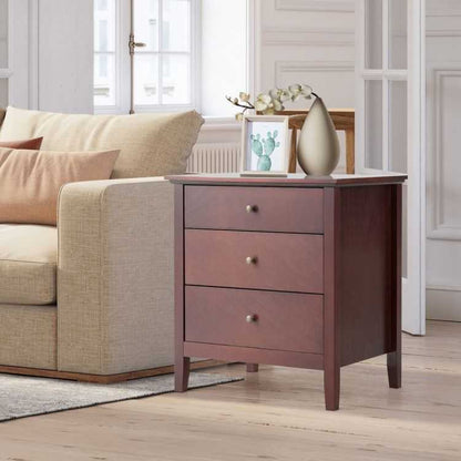 Nightstand Beside End Side Table Organizer with 3 Drawers - luxuryhomedecoridea.com