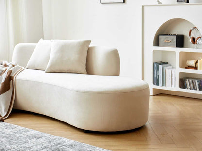 90" Curved Sofa with Throw Pillows, 4 Seater Luxury Velvet Couch with Half Moon Design and High-Density Foam, Ideal for Modern Living Room, Office & Apartment, Ivory - luxuryhomedecoridea.com