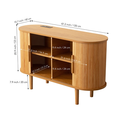 Fralimk Sideboard Buffet Cabinet with Storage, Modern Fluted Storage Cabinet for Dining Room, Tambour Door Console Table for Living Room, Office Storage Cabinet or TV Stand, Accent Sideboard Cabinet - luxuryhomedecoridea.com