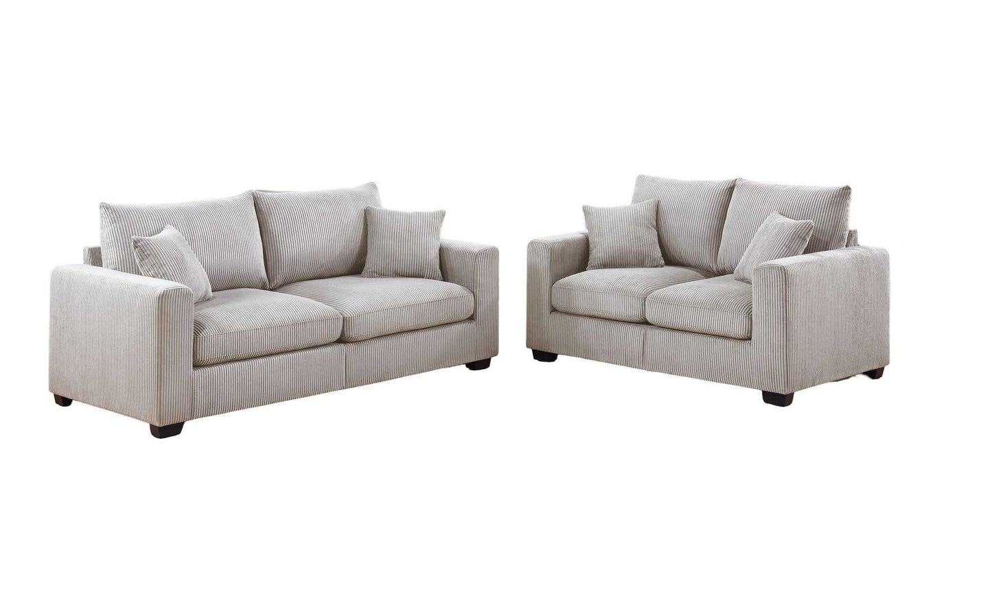 ClassSofa And Loveseat w Pillows Square Arms Plush Couch - luxuryhomedecoridea.com