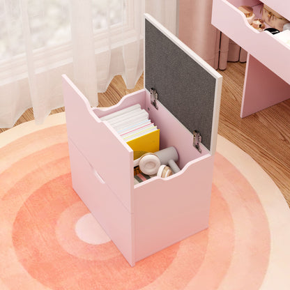 Dressing Table and Stool, 3-in-1 Multifunctional Dressing Table Set, Featuring Three-color Lighting Modes, HD Mirror, Two Sliding Drawers, and a Hidden Storage Stool - luxuryhomedecoridea.com