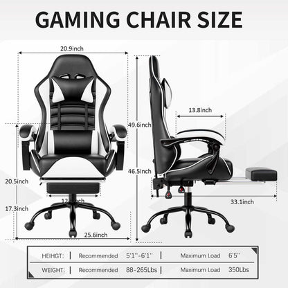 Ergonomic Gaming Chair for Adults, Comfortable Computer Chair for Heavy People, Adjustable Height Office Desk Chair with Wheels, Breathable Leather Video Game Chairs - luxuryhomedecoridea.com