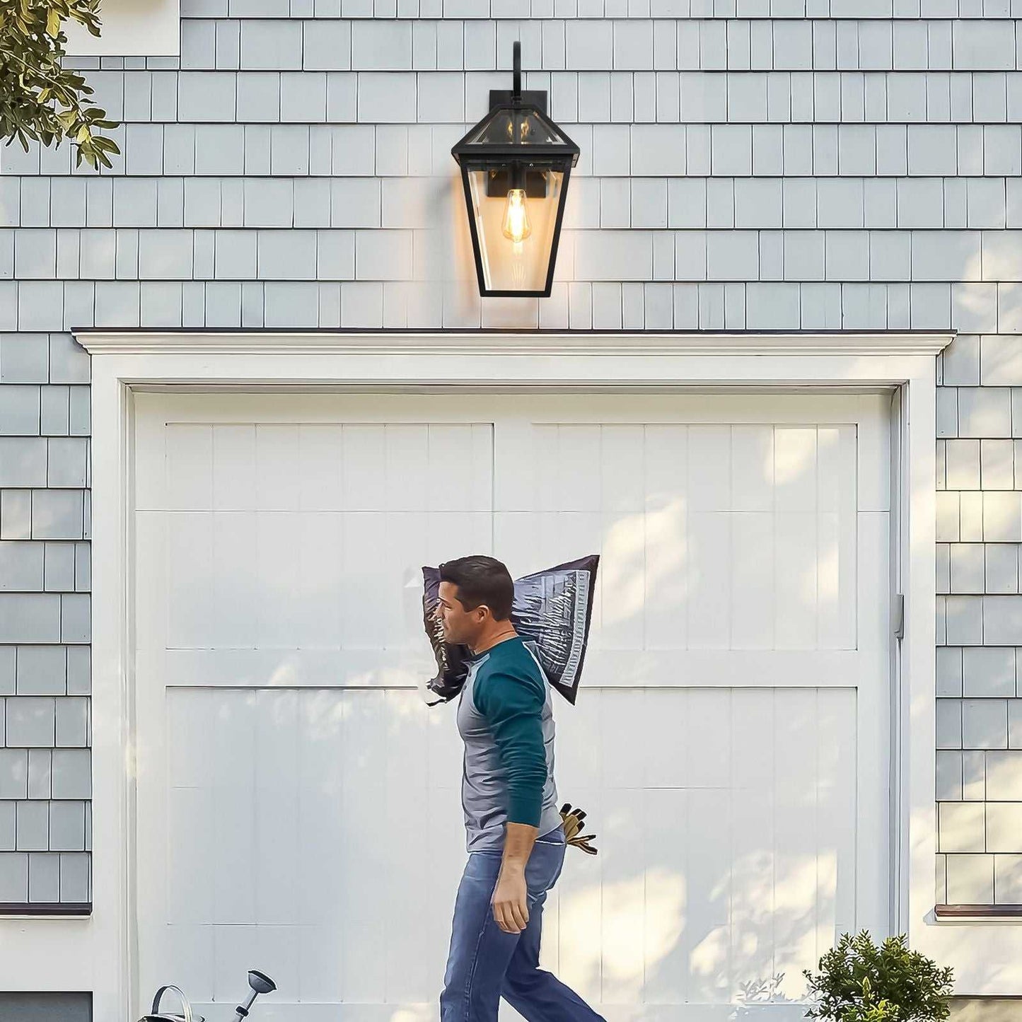 21"(H) 2-Pack Outdoor Wall Lantern Light – Modern Black Metal & Clear Glass Sconce for Porch, Patio, and Garden Lighting (Bulb Not Included) - luxuryhomedecoridea.com
