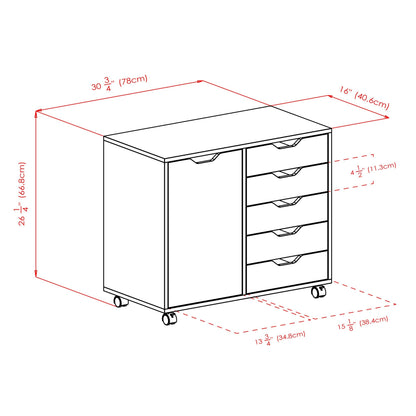 Halifax Wide Storage Cabinet; 5-Drawer; Black - luxuryhomedecoridea.com