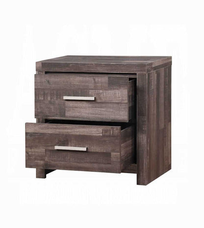 Contemporary Oak Finish Wooden Nightstand Two Drawers Storage Bedroom Furniture 1pc Beside Table Plank Pattern - luxuryhomedecoridea.com