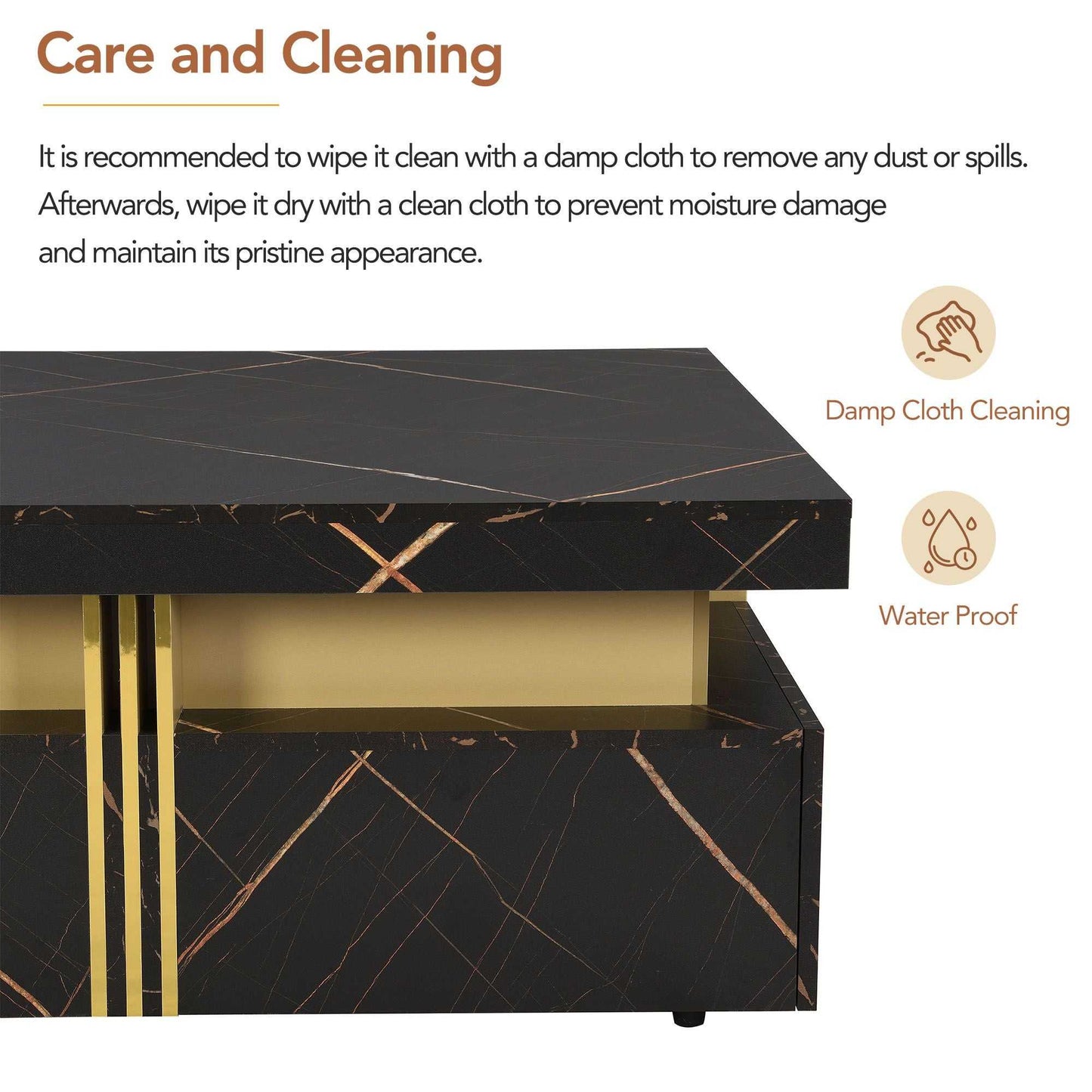 Modern Black Square Storage Coffee Table With 4 Drawers - luxuryhomedecoridea.com