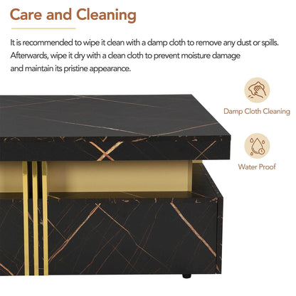 Modern Black Square Storage Coffee Table With 4 Drawers - luxuryhomedecoridea.com