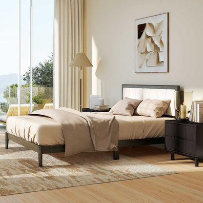 Queen Size Bed Frame with Headboard Queen Platform Bed Frame with Wooden Slats No Box Spring Needed Easy Assembly Walnut - luxuryhomedecoridea.com