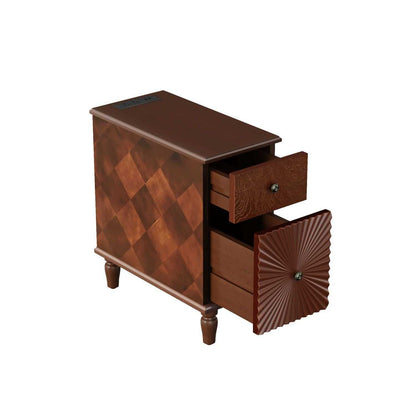 2 Drawer Modern Sofa Side Table, Narrow Side Table, Slim Nightstand for Living Room, Bedroom(Expect Arrival Date 2025/4/16) - luxuryhomedecoridea.com