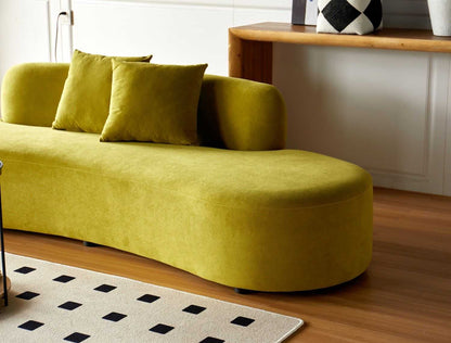 90" Curved Sofa with Throw Pillows, 4 Seater Luxury Velvet Couch with Half Moon Design and High-Density Foam, Ideal for Modern Living Room, Office & Apartment, Olive Green - luxuryhomedecoridea.com