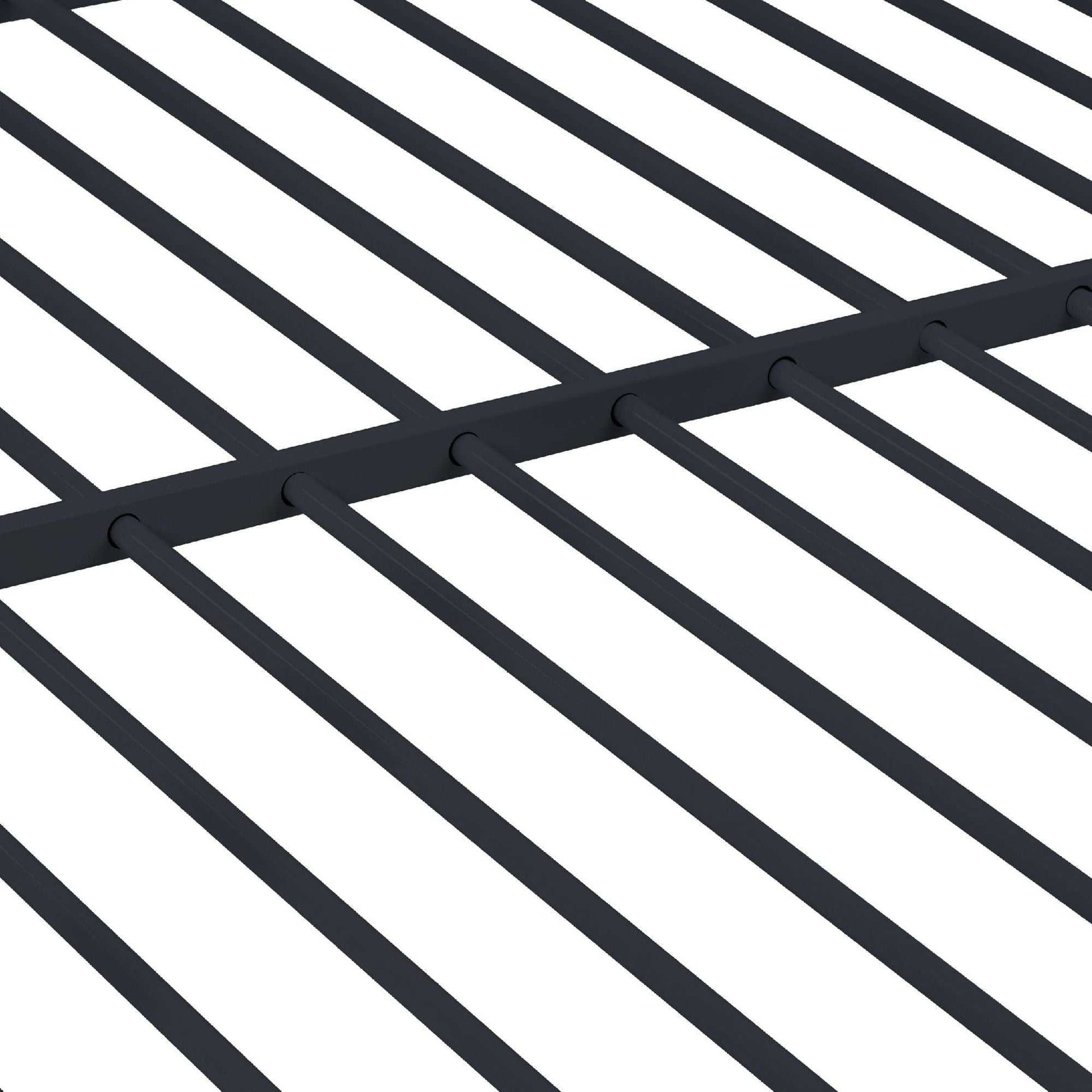 Full Over Full Bunk Bed, Heavy Duty Metal Bunk Bed Frame with Built-in Ladder and Safety Guard Rail, Low Metal Bunk Bed Frame for Kids, No Boxspring Required, For Small Spaces, Black - luxuryhomedecoridea.com
