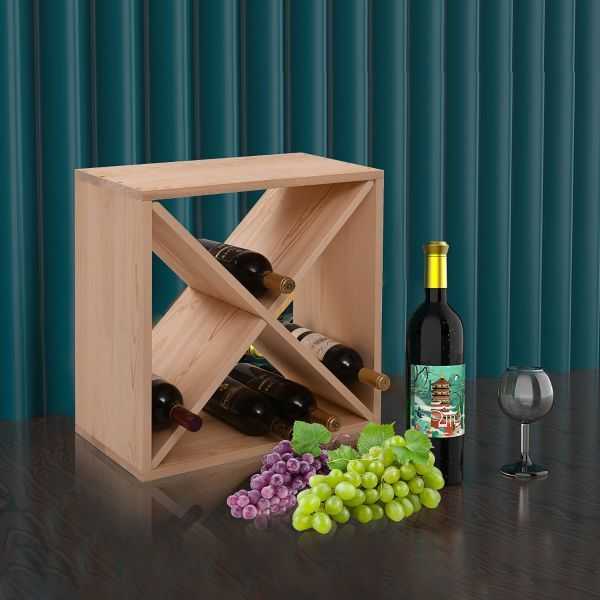 24 Bottle Modular Wine Rack, Stackable Wine Storage Cube for Bar Cellar Kitchen Dining Room, Burlywood - luxuryhomedecoridea.com