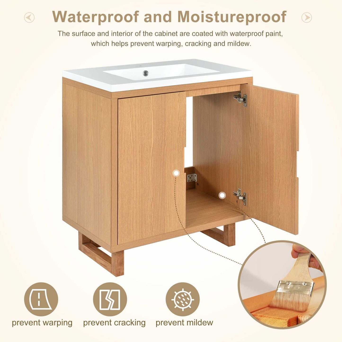 30" Bathroom vanity Set with Sink, Combo Cabinet, Bathroom Storage Cabinet, Solid Wood Frame - luxuryhomedecoridea.com