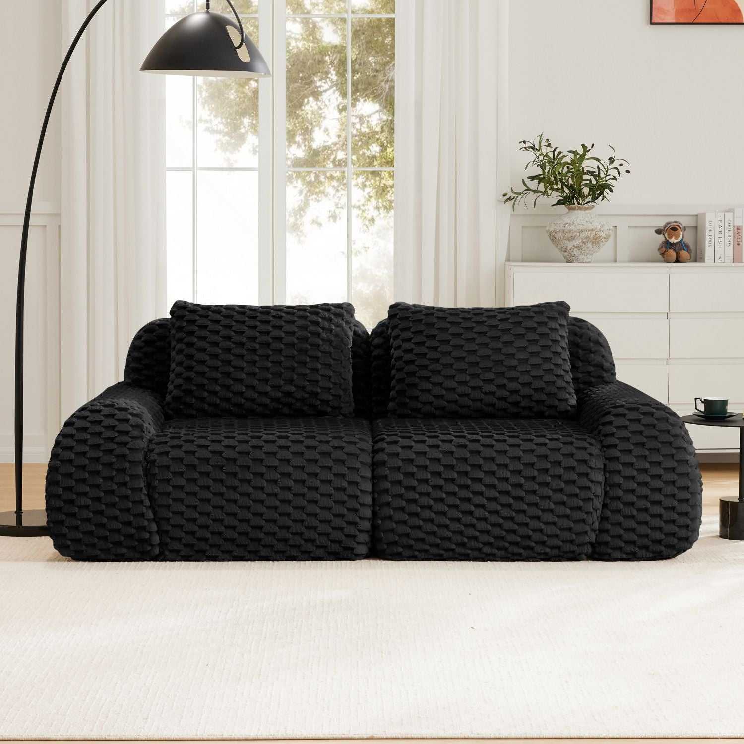 82" Modern Modular Sectional Sofa - Flannelette 2-Seater Couch with Deep Seat - luxuryhomedecoridea.com