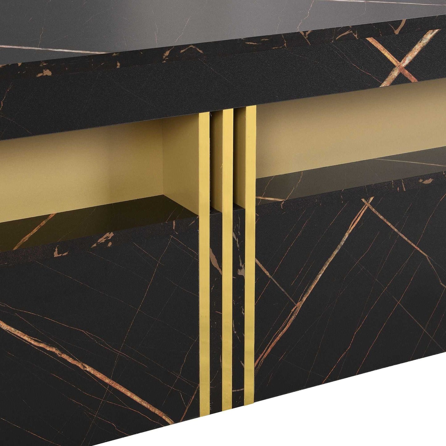 Modern Black Square Storage Coffee Table With 4 Drawers - luxuryhomedecoridea.com