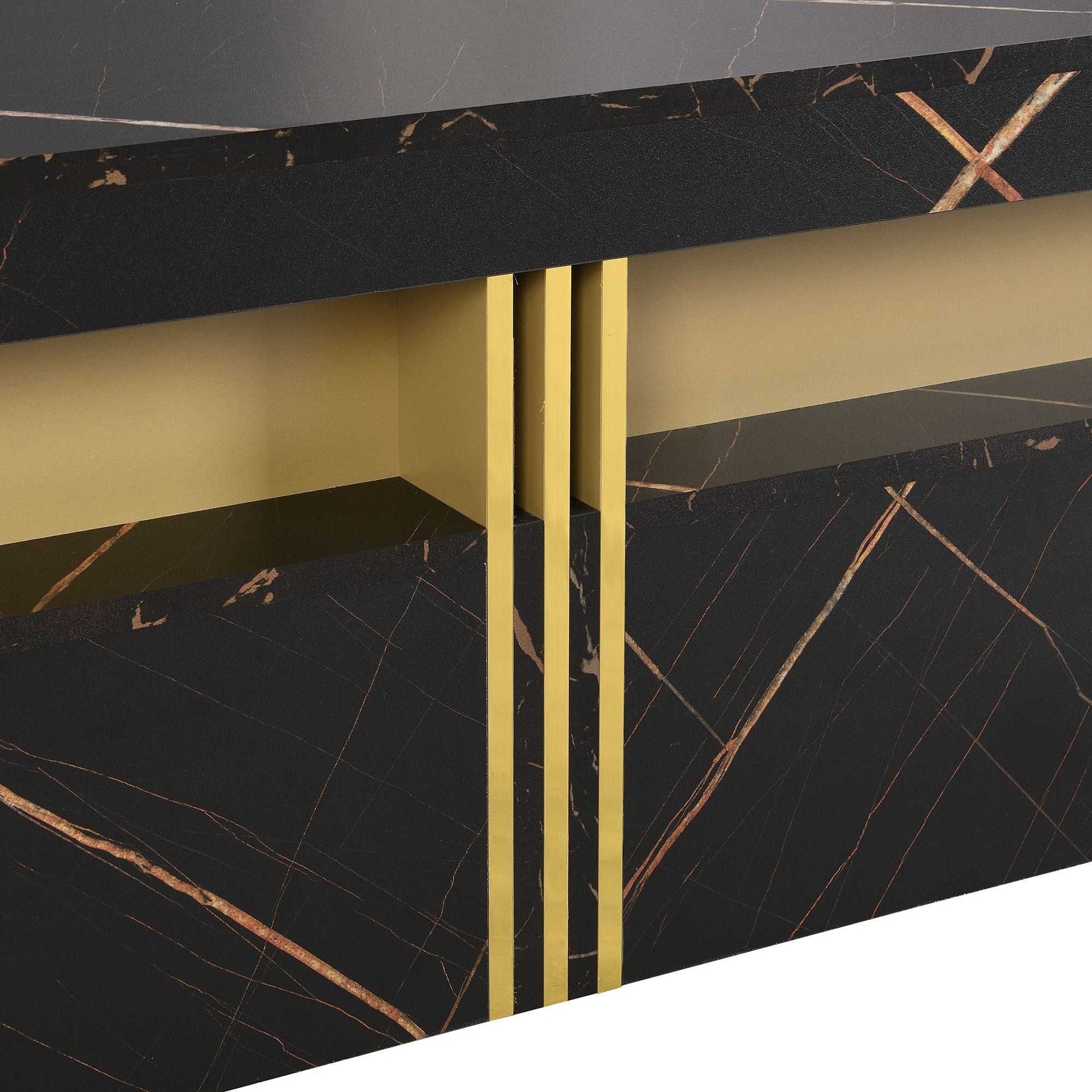 Modern Black Square Storage Coffee Table With 4 Drawers - luxuryhomedecoridea.com