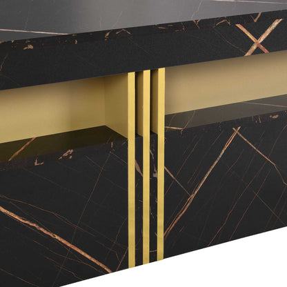 Modern Black Square Storage Coffee Table With 4 Drawers - luxuryhomedecoridea.com