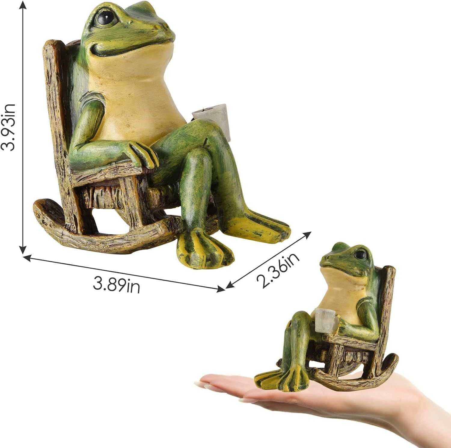 Frog Garden Statue Gifts Hose Decorations Fairy Garden Accessories Outdoor Lights Solar Garden Frog Decor Art Housewarming Gift for Patio,Yard,Lawn Ornament,3.89"x2.36"x3.93 - luxuryhomedecoridea.com