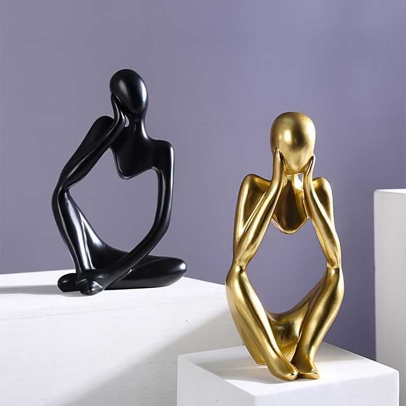 3pcs Abstract Villain Decorative Ornaments; Handmade Resin Handicrafts; Thinker Resin Statue Set - luxuryhomedecoridea.com