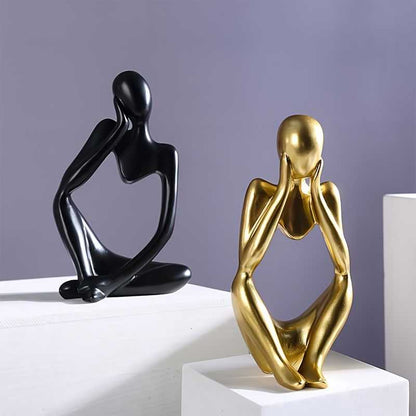 3pcs Abstract Villain Decorative Ornaments; Handmade Resin Handicrafts; Thinker Resin Statue Set - luxuryhomedecoridea.com
