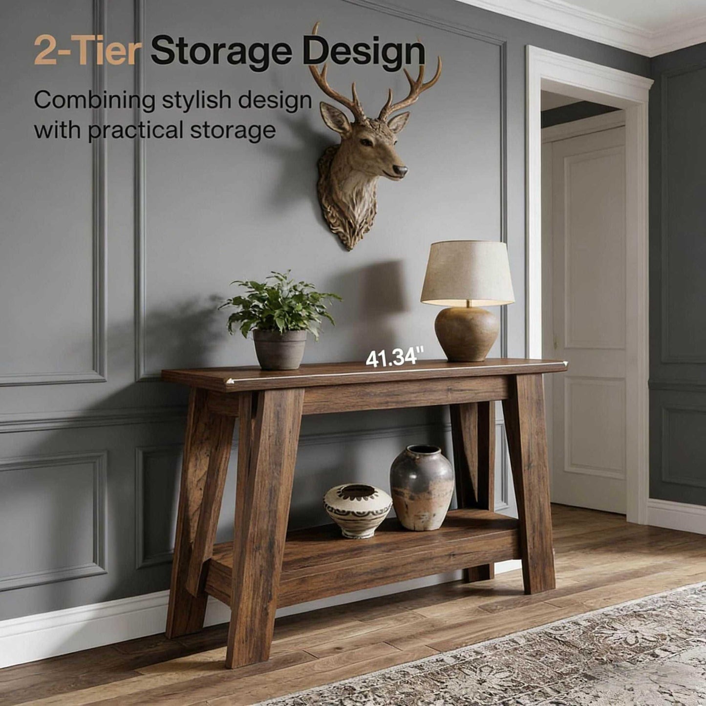 Console Table, 2-Tier Farmhouse Sofa Entryway Table with Storagew - luxuryhomedecoridea.com