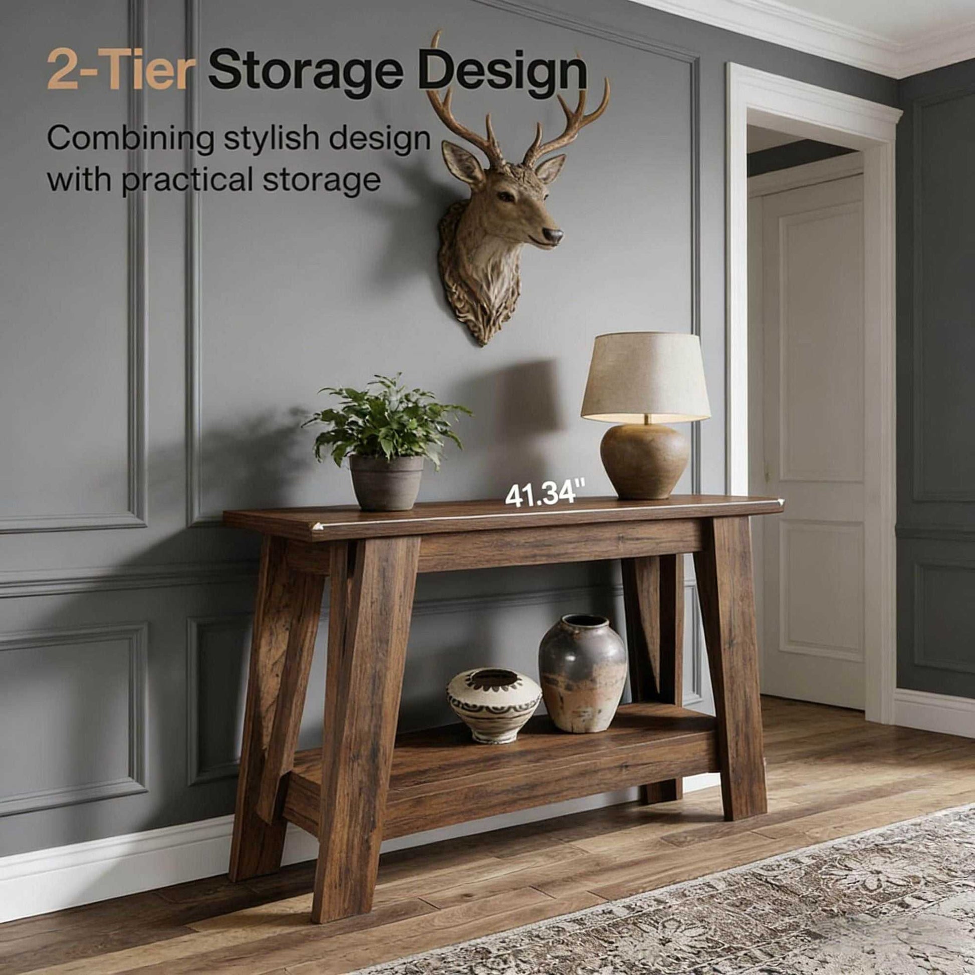 Console Table, 2-Tier Farmhouse Sofa Entryway Table with Storagew - luxuryhomedecoridea.com