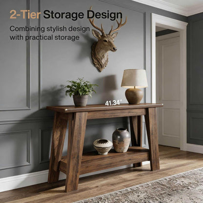 Console Table, 2-Tier Farmhouse Sofa Entryway Table with Storagew - luxuryhomedecoridea.com