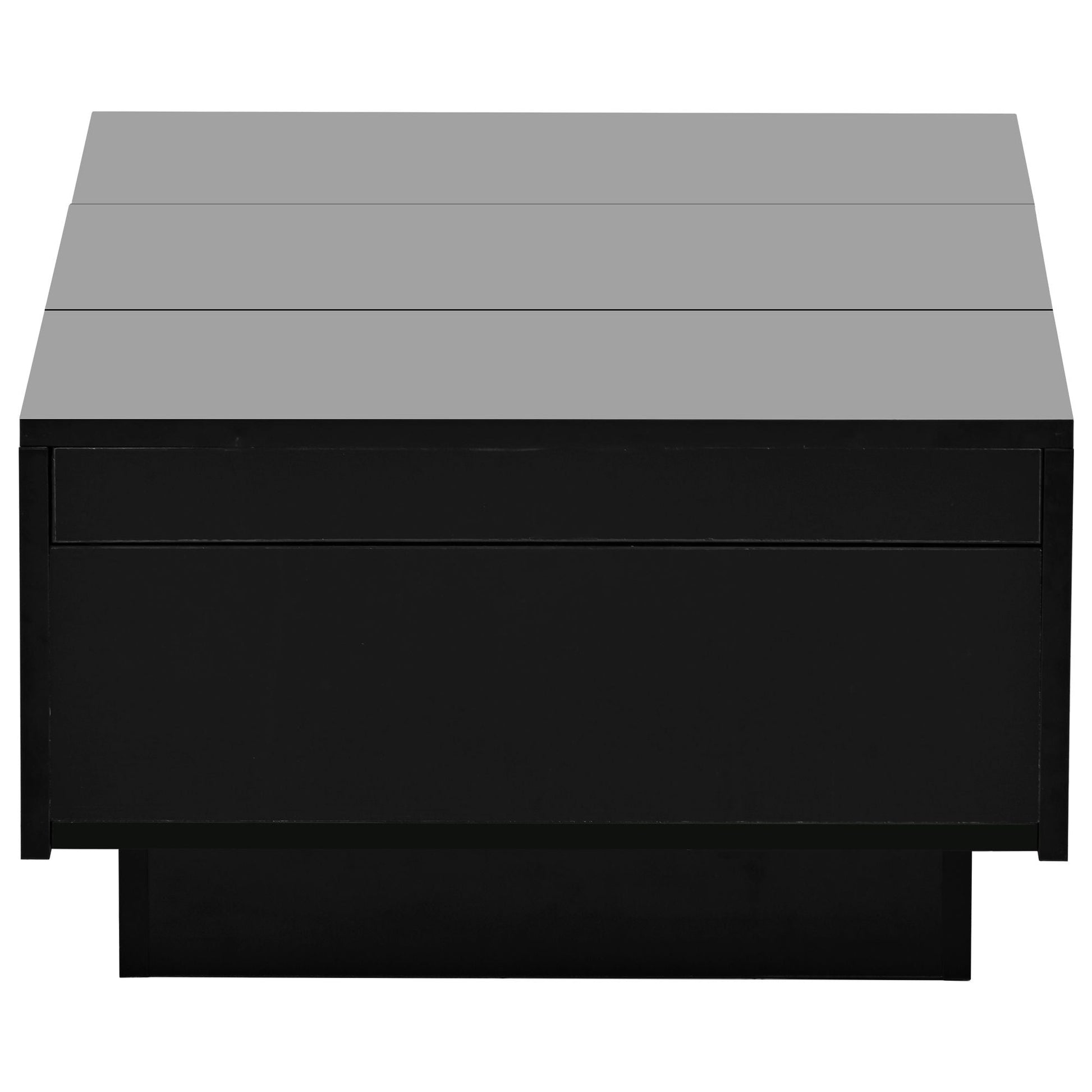 Coffee Table with 2 large Hidden Storage Compartment, Extendable Cocktail Table with 2 Drawers, High-gloss Center Table with Sliding Top for Living Room, 39.3"x21.6", Black - luxuryhomedecoridea.com
